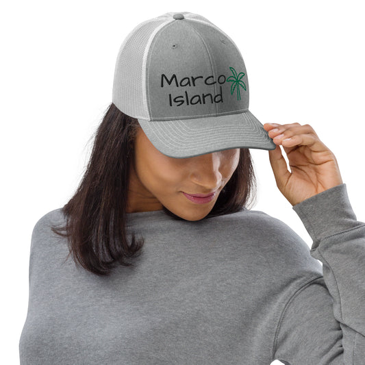 MARCO ISLAND FLORIDA PALM TREE SNAPBACK Trucker Cap - Marco Island FL Palm Tree Marco Island Hat V2