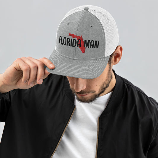 FLORIDA MAN MAP CAP - Florida Man FL Map Snapback Trucker Hat