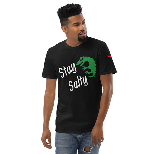 STAY SALTY FLORIDA TSHIRT W/ ALLIGATOR AND LEFT SLEEVE MAP - Florida Unisex Lightweight T-Shirt - Gildan 980