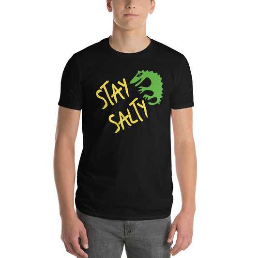 STAY SALTY FLORIDA TSHIRT W/ ALLIGATOR AND LEFT SLEEVE MAP - Florida Unisex Lightweight T-Shirt - V3