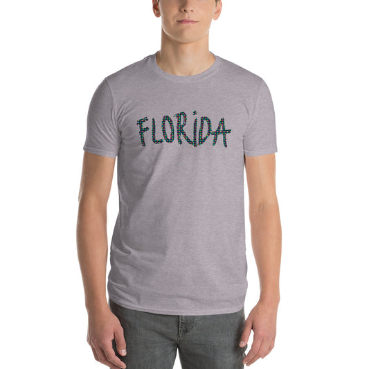 FLORIDA T-SHIRT - Florida Shirt - Unisex White & Grey Florida T-Shirt - Gildan 980