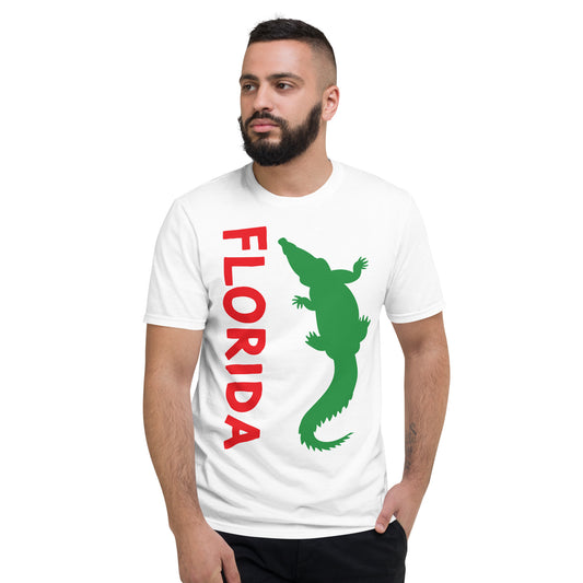 FLORIDA TSHIRT W/ FLORIDA ALLIGATOR (RED TEXT) - Florida Unisex Lightweight T-Shirt - Gildan 980