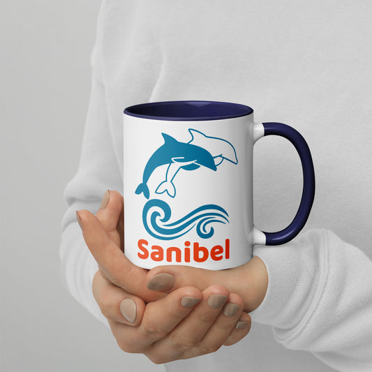 SANIBEL DOLPHINS Mug with Color Inside - Sanibel Island Florida Dolphin Mugs