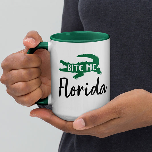 FLORIDA ALLIGATOR "BITE ME" Mug with Color Inside - Florida Alligator Mugs