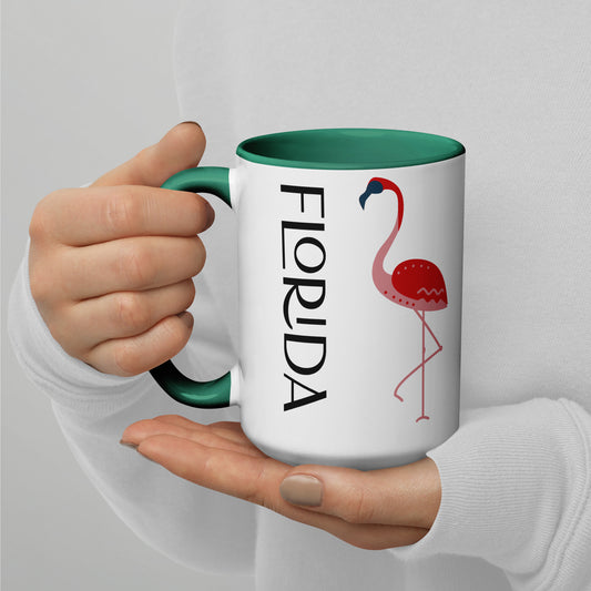 Florida Flamingo Mug with Color Inside - Flamingo Mugs Florida Mug