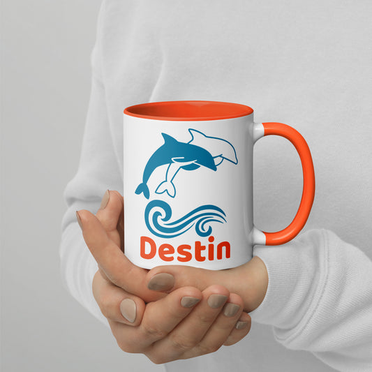 DESTIN DOLPHINS Mug with Color Inside - Destin Florida Dolphin Mugs