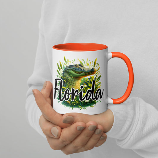 FLORIDA ALLIGATOR Mug with Color Inside - Florida Alligator Mug - AI