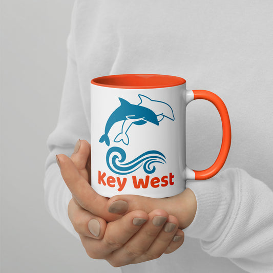 KEY WEST DOLPHINS Mug with Color Inside - Key West Florida Dolphin Mugs