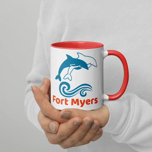 FORT MYERS DOLPHINS Mug with Color Inside - Fort Myers Florida Dolphin Mugs