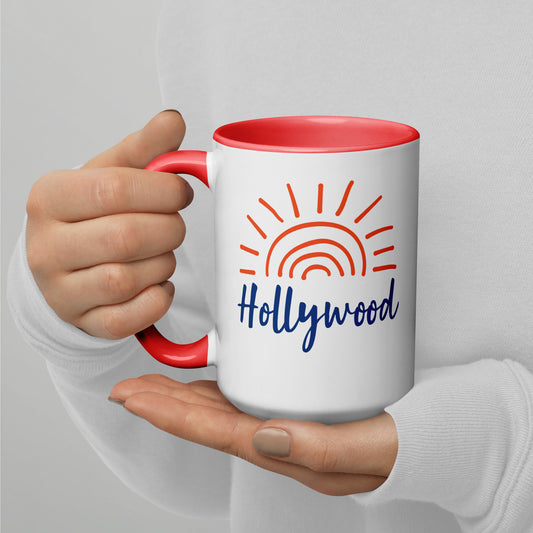 HOLLYWOOD SUNSHINE Mug with Color Inside - HOLLYWOOD Florida Sun Mugs - Hollywood Coffee Mug