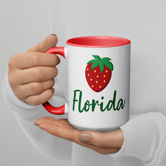 FLORIDA STRAWBERRY Mug with Color Inside - Florida Strawberries Mugs - FL Strawberry Mugs