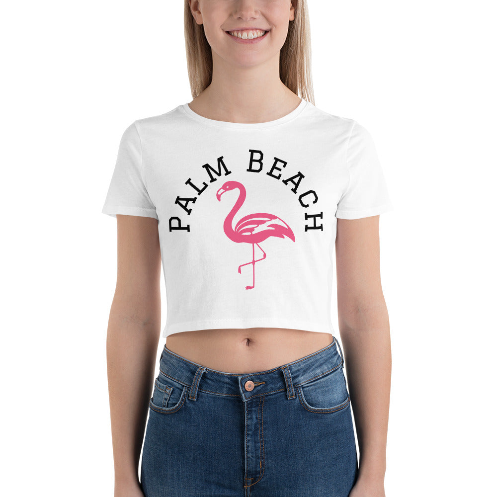 FLORIDA FLAMINGO "PALM BEACH" CROP TEE - FLORIDA Women's Crop Tee - Bella + Canvas 6681