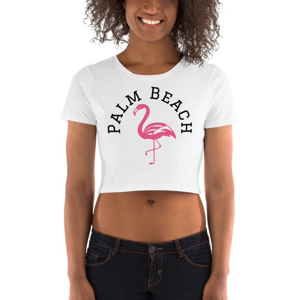 FLORIDA FLAMINGO "PALM BEACH" CROP TEE - FLORIDA Women's Crop Tee - Bella + Canvas 6681