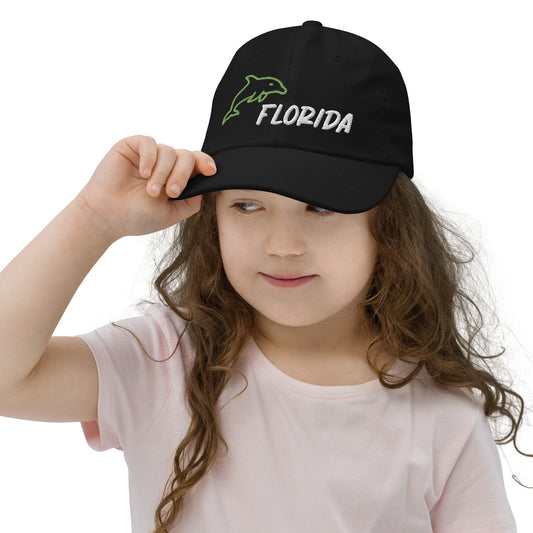 FLORIDA YOUTH BASEBALL HAT W/ DOLPHIN - Youth / Kids / Child Baseball Cap