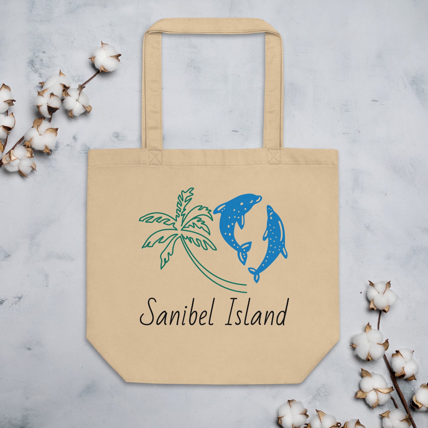 SANIBEL - PALMS & DOLPHINS - Eco Tote Bag