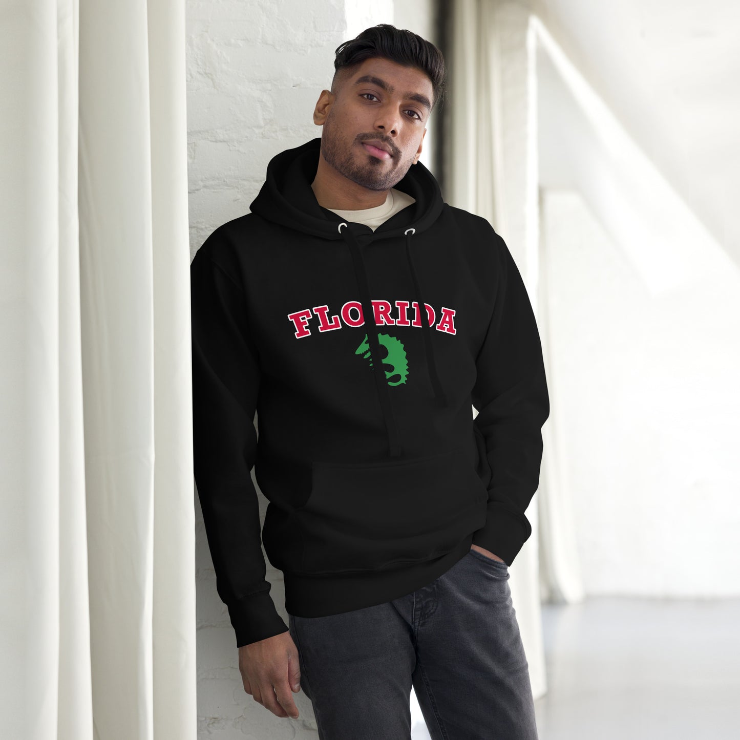 FLORIDA HOODIE W/ ALLIGATOR (black)- Unisex Premium Hoodie - Cotton Heritage M2580