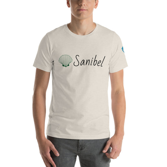 SANIBEL SHELLS & DOLPHINS ON LEFT SLEEVE - Florida Unisex t-shirt