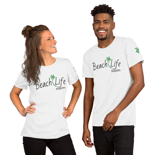 BEACH LIFE NAPLES FLORIDA W/ LEFT SLEEVE SEA TURTLE Unisex t-shirt