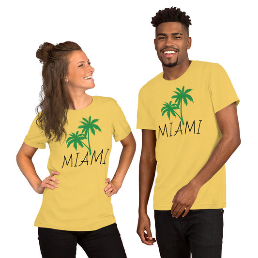 MIAMI W/ PALM TREE - Yellow Unisex t-shirt